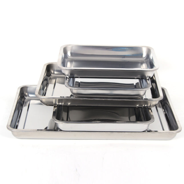 Stainless Steel Storage Trays Square Plate Thickening Pans Rectangular Tray Barbecue Deep Rice Dishes Bbq Kitchen Accessories - 𝓢𝓱𝓸𝓹𝓵𝓮𝓬𝔂
