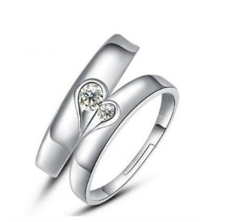 Silver heart diamond ring couple love wedding ring engagement diamond ring men and women marriage wedding heart - 𝓢𝓱𝓸𝓹𝓵𝓮𝓬𝔂