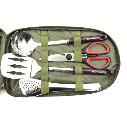 8pcs Camp Kitchen Cooking Utensil Set Travel Organizer Grill Accessories Portable Compact Gear For BBQ Camping Hiking - 𝓢𝓱𝓸𝓹𝓵𝓮𝓬𝔂