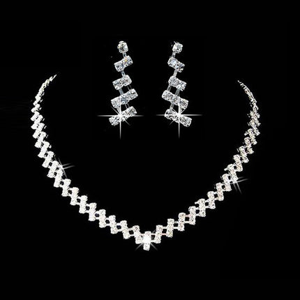 Bridal Jewelry two sets, bridal Rhinestone chain, Wedding Necklace, earring, Rhinestone Necklace, marriage two sets - 𝓢𝓱𝓸𝓹𝓵𝓮𝓬𝔂