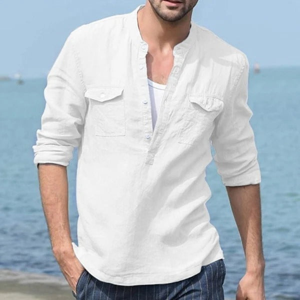 Long sleeve shirt men cotton shirt - 𝓢𝓱𝓸𝓹𝓵𝓮𝓬𝔂
