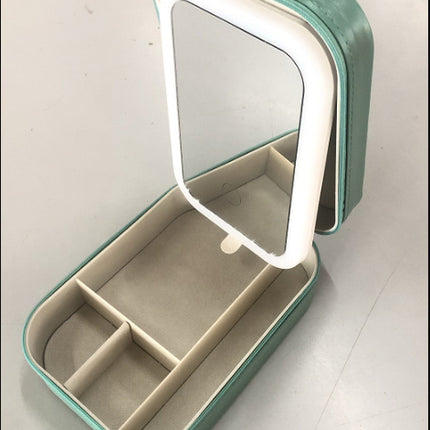 Makeup Storage Box With LED Light Mirror Portable Travel Makeup Cosmetics Storage Box Touch Light Storage Organizer - 𝓢𝓱𝓸𝓹𝓵𝓮𝓬𝔂