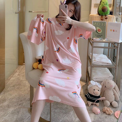 Nightdress Short Sleeve Ladies Summer Homewear Set - 𝓢𝓱𝓸𝓹𝓵𝓮𝓬𝔂