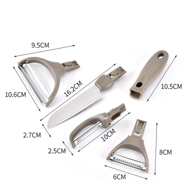 Stainless Steel Cutter Set Three Piece Set Wheat Straw Chopping Board Fruit Knife Peeler Combined Kitchen Tools - 𝓢𝓱𝓸𝓹𝓵𝓮𝓬𝔂