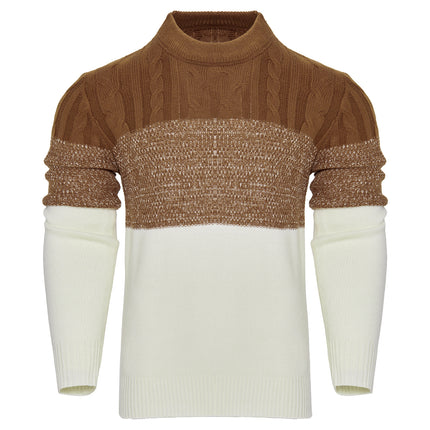 Men's Casual Color Block Long Sleeve Cable Knit Pullover Sweater - 𝓢𝓱𝓸𝓹𝓵𝓮𝓬𝔂