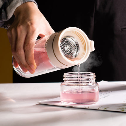 Glass Water Bottle With Tea Infuser Filter Tea Separation Double Wall Glass Bottle Leakproof Water Bottle - 𝓢𝓱𝓸𝓹𝓵𝓮𝓬𝔂
