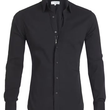 Long Sleeve Zipper Shirt With Button Design Fashion Lapel Tops For Mens Clothing - 𝓢𝓱𝓸𝓹𝓵𝓮𝓬𝔂