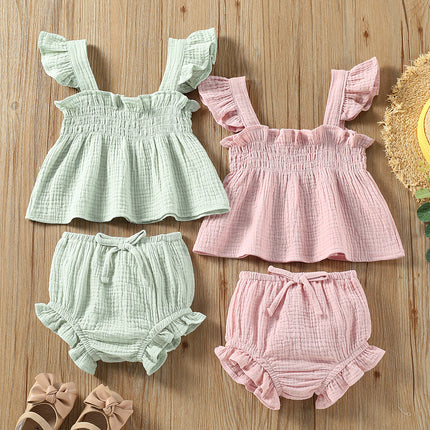 Girls' Solid Color Sling Top Hot Pants Suit - 𝓢𝓱𝓸𝓹𝓵𝓮𝓬𝔂