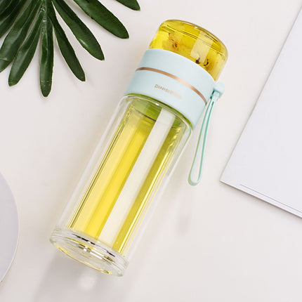 Glass Water Bottle With Tea Infuser Filter Tea Separation Double Wall Glass Bottle Leakproof Water Bottle - 𝓢𝓱𝓸𝓹𝓵𝓮𝓬𝔂