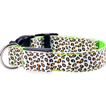 LED Dog Collar Safety Adjustable Nylon Leopard Pet Collar - 𝓢𝓱𝓸𝓹𝓵𝓮𝓬𝔂