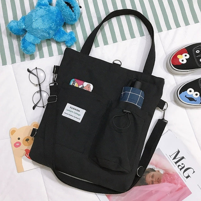 Harajuku Canvas Bags Students Handbag With Pockets Preppy Buckpack Shoulder Bag For Women Shoolbags - 𝓢𝓱𝓸𝓹𝓵𝓮𝓬𝔂