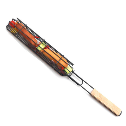 New Mesh Wooden Handle Sausage Clip Barbecue BBQ Tool Rack - 𝓢𝓱𝓸𝓹𝓵𝓮𝓬𝔂