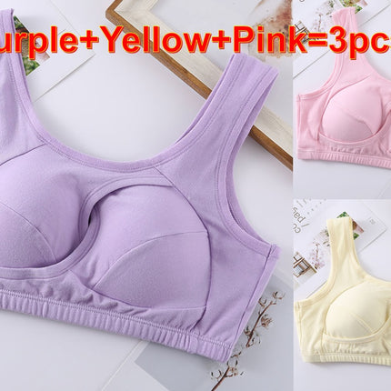 Plus Size Women Bra Ladies Cotton Quake-Proof Underwear Sleep Tops No Buckles Non Wire Lingerie With Removable Padded - 𝓢𝓱𝓸𝓹𝓵𝓮𝓬𝔂