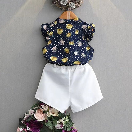 Girls Chiffon Sleeveless Flower Printed Two-piece Suit - 𝓢𝓱𝓸𝓹𝓵𝓮𝓬𝔂