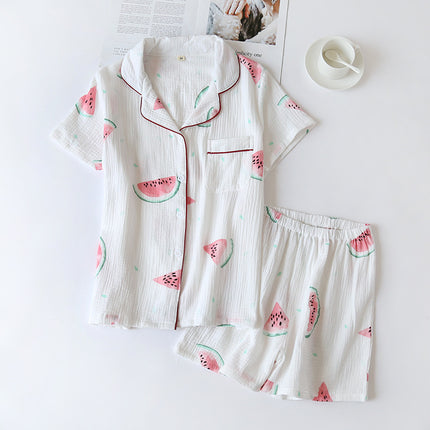 Summer Cotton Crepe Pajamas Short-sleeved Shorts Small Fresh Can Be Worn Outside Ladies' Homewear - 𝓢𝓱𝓸𝓹𝓵𝓮𝓬𝔂