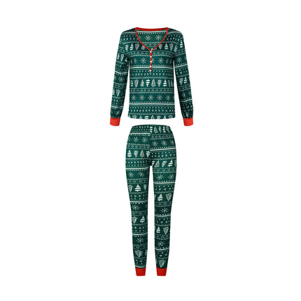 Christmas Print Contrast Color Parent-child Home Service Suit - 𝓢𝓱𝓸𝓹𝓵𝓮𝓬𝔂