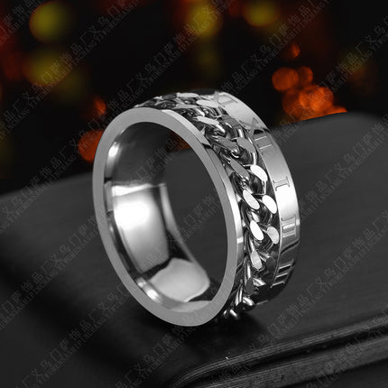 Roman Letter Rotatable Chain Rings Men Digital Titanium Steel RingFor Couple High Quality Multifunctional Bottle Opener Ring Spinner Jewelry Punk Gifts - 𝓢𝓱𝓸𝓹𝓵𝓮𝓬𝔂