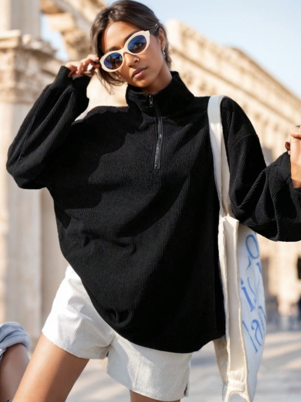 Women Casual Zip Up Front Long Sleeve Leopard Print Sweatshirt - 𝓢𝓱𝓸𝓹𝓵𝓮𝓬𝔂