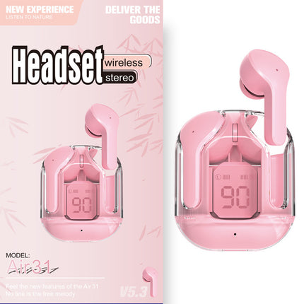 New Mini Transparent Wireless Bluetooth Headset Digital Display ENC Noise Reduction True Wireless Sports Music - 𝓢𝓱𝓸𝓹𝓵𝓮𝓬𝔂