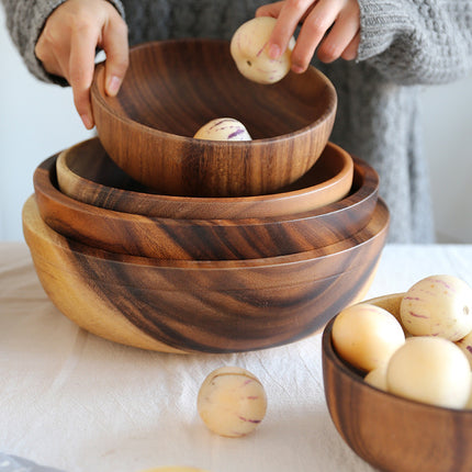 Kitchen Natural Wooden Bowl Household Fruit Bowl Salad Bowl For Home Restaurant Food Container Wooden Utensils Note The Size Hot - 𝓢𝓱𝓸𝓹𝓵𝓮𝓬𝔂