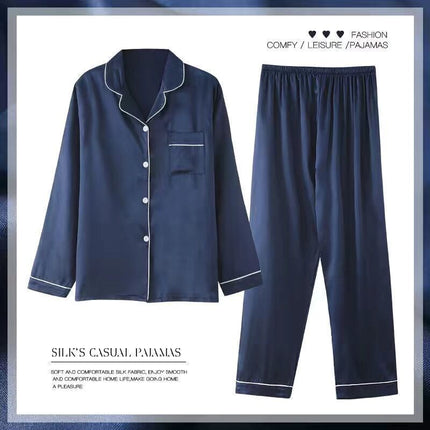 Women's Spring And Autumn Thin Long Sleeve Silk Homewear Two-piece Set - 𝓢𝓱𝓸𝓹𝓵𝓮𝓬𝔂