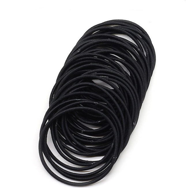 100Pcs Black Elastic Hair Bands Ponytail Holder Head Rope Ties Hats Hair Styling Kids Girl Accessories Scrunchie - 𝓢𝓱𝓸𝓹𝓵𝓮𝓬𝔂