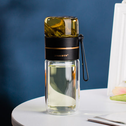 Glass Water Bottle With Tea Infuser Filter Tea Separation Double Wall Glass Bottle Leakproof Water Bottle - 𝓢𝓱𝓸𝓹𝓵𝓮𝓬𝔂