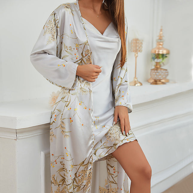 Ladies' Homewear Lace-up Nightdress Two-piece Set - 𝓢𝓱𝓸𝓹𝓵𝓮𝓬𝔂