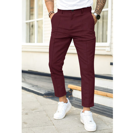 Men's Double Fold Line Solid Color Casual Suit Pants - 𝓢𝓱𝓸𝓹𝓵𝓮𝓬𝔂