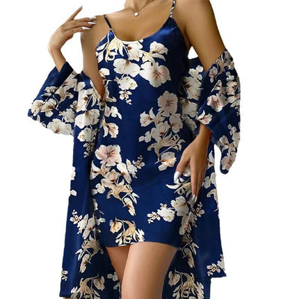 Ladies' Homewear Lace-up Nightdress Two-piece Set - 𝓢𝓱𝓸𝓹𝓵𝓮𝓬𝔂