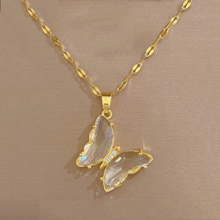European And American Ins Crystal Zircon Butterfly Pendant Necklace - 𝓢𝓱𝓸𝓹𝓵𝓮𝓬𝔂