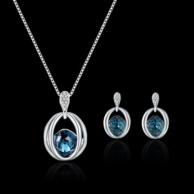 Two Sets of Fashion Inlaid Crystal Bridal Necklace And Earrings - 𝓢𝓱𝓸𝓹𝓵𝓮𝓬𝔂