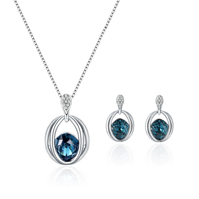 Two Sets of Fashion Inlaid Crystal Bridal Necklace And Earrings - 𝓢𝓱𝓸𝓹𝓵𝓮𝓬𝔂