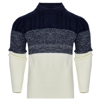 Men's Casual Color Block Long Sleeve Cable Knit Pullover Sweater - 𝓢𝓱𝓸𝓹𝓵𝓮𝓬𝔂
