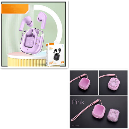 New Mini Transparent Wireless Bluetooth Headset Digital Display ENC Noise Reduction True Wireless Sports Music - 𝓢𝓱𝓸𝓹𝓵𝓮𝓬𝔂
