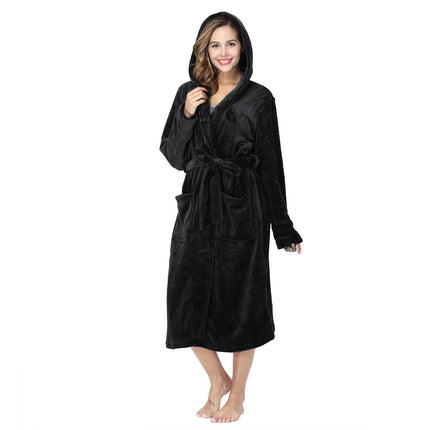 Women's Polyester Hooded Nightgown Homewear Hotel Couple Bathrobe - 𝓢𝓱𝓸𝓹𝓵𝓮𝓬𝔂