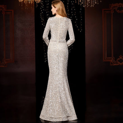 Temperament Banquet Ladies Sequined Annual Meeting Host Long Evening Dress - 𝓢𝓱𝓸𝓹𝓵𝓮𝓬𝔂
