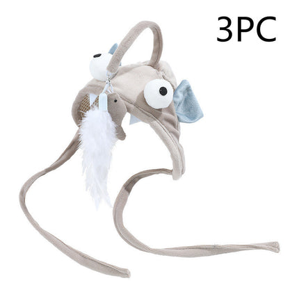 New Head Wearing Feather Funny Cat Stick Funny Cat Toy Stick Gray Big Eye Pet Toys Pet Products - 𝓢𝓱𝓸𝓹𝓵𝓮𝓬𝔂