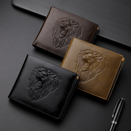 Men's Zipper Wallet Lion Embossed Pattern Animal - 𝓢𝓱𝓸𝓹𝓵𝓮𝓬𝔂