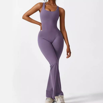 Women Sleeveless Flare Jumpsuits Fitness Yoga Long Pants - 𝓢𝓱𝓸𝓹𝓵𝓮𝓬𝔂