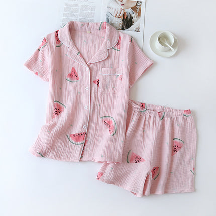 Summer Cotton Crepe Pajamas Short-sleeved Shorts Small Fresh Can Be Worn Outside Ladies' Homewear - 𝓢𝓱𝓸𝓹𝓵𝓮𝓬𝔂
