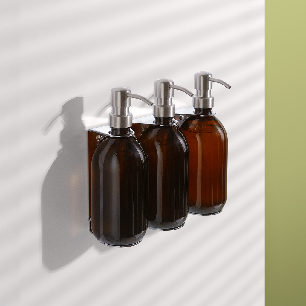 Chrome Triple Wall Mounted Soap Dispenser