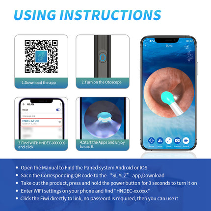 NE3 Ear Cleaner Otoscope Ear Wax Removal Tool With Camera LED Light Wireless Ear Endoscope Ear Cleaning Kit For I-phone - 𝓢𝓱𝓸𝓹𝓵𝓮𝓬𝔂