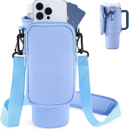 Slok Water Bottle Carrier Bag, Compatible With 40oz Tumbler With Handle, Modern Water Bottle Holder With Simple Adjustable Strap For Outdoor Walking Hiking Travelling Sports-Blue Purple - 𝓢𝓱𝓸𝓹𝓵𝓮𝓬𝔂