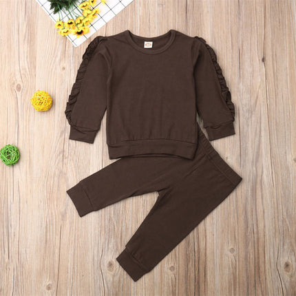 Newborn Baby Boys Girls Ruffles Jumper Solid Long Sleeve Sweatshirt Tops Pants Infant Kids 2Pcs Outfits Clothes Set Fall Clothes - 𝓢𝓱𝓸𝓹𝓵𝓮𝓬𝔂