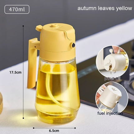 470ML Olive Oil Sprayer Dispenser For Cooking BBQ 2 In 1 Glass Oil Vinegar Soy Sauce Spray Kitchen Oil Bottle For Air Fryer - 𝓢𝓱𝓸𝓹𝓵𝓮𝓬𝔂