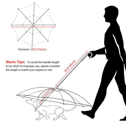 Dog's Transparent Umbrella With Traction Chain Removable Umbrella Pet Products - 𝓢𝓱𝓸𝓹𝓵𝓮𝓬𝔂