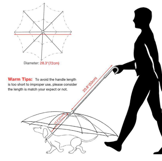 Dog's Transparent Umbrella With Traction Chain Removable Umbrella Pet Products - 𝓢𝓱𝓸𝓹𝓵𝓮𝓬𝔂