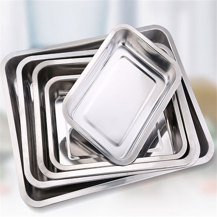 Stainless Steel Storage Trays Square Plate Thickening Pans Rectangular Tray Barbecue Deep Rice Dishes Bbq Kitchen Accessories - 𝓢𝓱𝓸𝓹𝓵𝓮𝓬𝔂