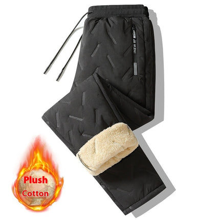 Winter Sweatwear Men Plush Thick Fleece Sweatpant Lambswool Thermal Trousers Casual Pants Waterproof Windproof Warm Cotton Pants - 𝓢𝓱𝓸𝓹𝓵𝓮𝓬𝔂